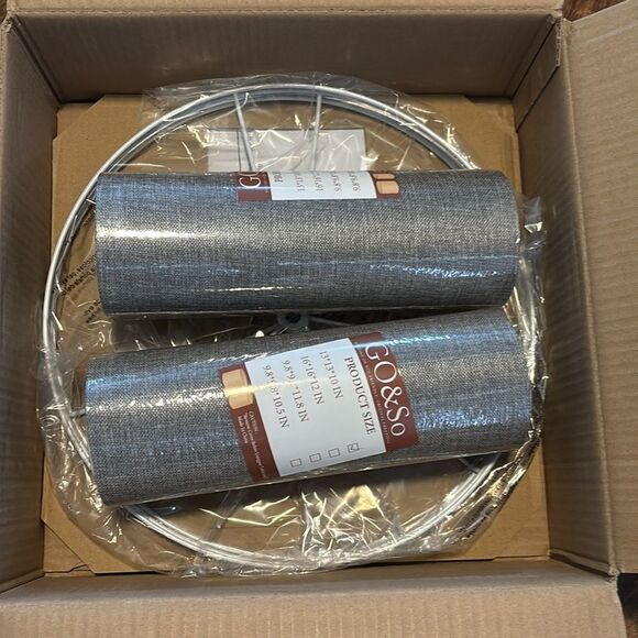 GO & So Gray Drum Lamp Shades Set of 2 Medium 13" Top x 13" Bottom x 10" High - Picture 8 of 9